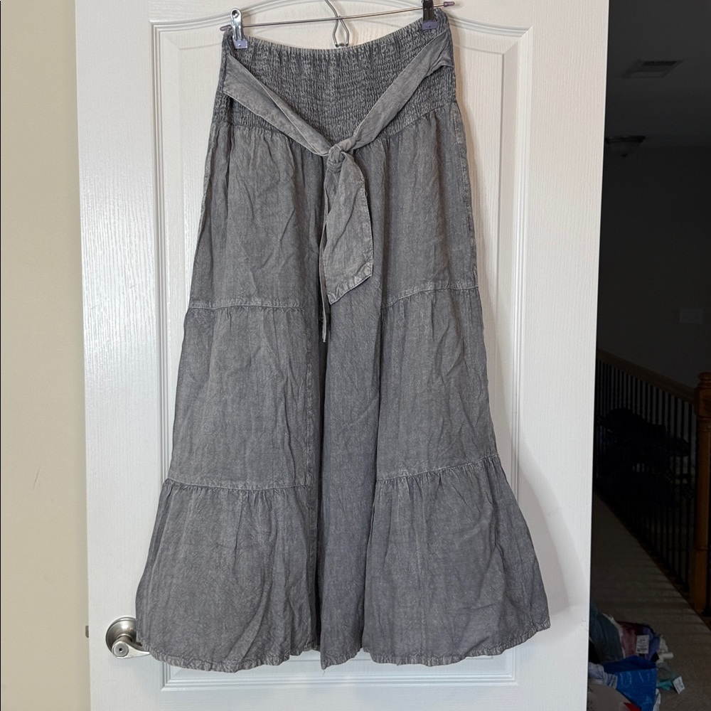 Cute Options BOHO Tiered Ruffle Pants Gray Medium / Large - Picture 2 of 13
